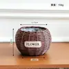 Vasos de Flores Trançados de Rattan Sintético Transfronteiriços para Decoração de Mesa, Cestas de Flores Populares para Floriculturas, Vasos de Flores Pequenos Redondos Teçidos de Plástico