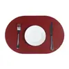 Spot Atacado Jogos Americanos de Couro Oval de Couro para Mesa Estilo Ins À Prova d'Água e de Óleo Isolados Pratos de Jantar Jogos Americanos Ocidentais
