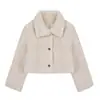 Nuevo Abrigo Corto Engrosado Otoño/Invierno 2026 Estilo Retro Nicho Cuello Alto Cálido Abrigo de Felpa para Mujeres Menudas
