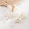 Novos brincos de franja com pingente de flor artificial super fada de ráfia da Heming Jewelry para mulheres, brincos de alta qualidade estilo resort