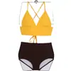 Traje de baño nuevo 2024 de cintura alta dividida para mujer, que cubre el abdomen, adelgazante, para vacaciones en la playa, traje de baño de aguas termales para mujer [entrega de una pieza]]