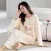Otoño e Invierno 160g Nuevo Estilo Suéter de Manga Larga para Mujer Estampado de Dibujos Animados Conjunto Casual para Estar en Casa Pijama de Verano para Habitación con Aire Acondicionado