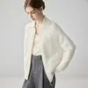 Suéter de Cashmere Grosso com Padrão Argyle de Nuvens para Mulheres, Suéter Argyle com Zíper, Malha Simples de Manga Longa com Gola Reversível