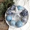 Decorações de Natal Bola de Natal Divni Bola de bolha azul Bola de lantejoulas Árvore de Natal Pingente Arco