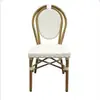 Mesa y Silla de Exterior de Fábrica Combinación Metal Mimbre Retro Silla de Comedor Francesa Interior y Exterior B&B Balcón Patio Silla Individual