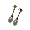 Brincos Longos em Forma de Gota de Pérola Venda Quente Transfronteiriça, Brincos com Design Exclusivo Banhados a Ouro, Brincos Exquisitos Elegantes e Modernos, Lote Misto
