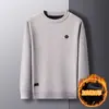 2025 Nuevo Suéter de Invierno para Hombre Nuevo Cuello Redondo Tejido de Punto Imitación de Hurón Forrado de Polar Engrosado Moda Jacquard Suéter de Punto para Hombre