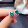 Brincos de Oito Corações e Oito Flechas Totalmente Cravejados com Diamantes Banhados a Pt950 com Moissanita Azul e Verde Simulados para Mulheres Joias para Transmissão ao Vivo de Celebridades da Internet Douyin Kuaishou