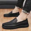 Mocassins masculinos da marca Dragonfly, sapatos casuais de couro macio de alta qualidade, sapatos slip-on respiráveis para dirigir com padrão de crocodilo
