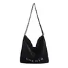 Bolsa de Lixo Fashion Feminina 2026 Inverno Novo Veludo Corrente Bolsa Transversal Celebridade da Internet Popular Acolchoada Bolsa de Ombro Tote