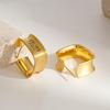 Brincos Quadrados Geométricos com Letras Metálicas Europeus e Americanos, Galvanoplastia em Ouro Real, Estilo Retrô Simples, Brincos de Alta Qualidade para Mulheres
