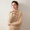 Suéter Grueso de Cachemira para Mujer, Otoño e Invierno 2025 Nuevo Holgado Casual Cuello Medio Cremallera Simple Color Sólido Suéter de Punto