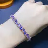 Pulseira de Tanzanita Natural Cristal Limpo Pedra Principal 4*5mm Prata 925 Banhada Pesada Artesanato Natural