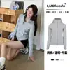Sudadera con capucha de manga larga para primavera y otoño, nueva, chaqueta, cárdigan deportivo corto ajustado con cremallera para mujer, otoño e invierno