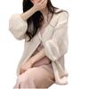 Cárdigan de manga larga con protector solar para mujer, abrigo fino con cordones de verano, suave, suelto, de punto de longitud media, para principios de otoño, 2024