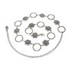 Cadena de cintura de metal para mujer, estilo vintage, informal, con flores decorativas y anillo para jeans.