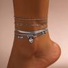 Anklet de cadena punk con cuentas de amor transfronterizo europeo y americano, conjunto de tobillera con cadena de hueso de serpiente de personalidad hip hop, joyería para tobillo