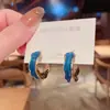 Novos brincos elegantes e estilosos em forma de C com onda em aquarela, brincos coreanos de alta qualidade, simples e versáteis, personalizados em azul royal