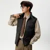 Colete de plumas Enbu outono e inverno para homens, quente, casual e esportivo, com enchimento de 90% de plumas de pato branco e gola alta