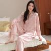 Pijama de Algodão Puro de Manga Longa para Mulheres Primavera e Outono 2025 Novo Cardigã Doce e Confortável Conjunto de Roupas para Casa