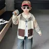 Suéter Cardigan a Cuadros de Bloques de Color para Niños Primavera y Otoño, Chaqueta de Punto Estilo Coreano para Niños, Top Transfronterizo de Comercio Exterior para Bebés