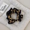 Coletero Elegante de Estampado Leopardo de Perlas de Alta Gama Retro Coreano de Alta Gama Intestino Grueso Cuerda para el Pelo Cola de Caballo Cabeza de Bola Adorno para la Cabeza