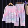 Pijama para Niños Traje de Manga Larga Primavera y Otoño Pijama para Niñas Ropa de Casa para Niños Ropa de Bebé de Dos Piezas Ropa Infantil Tailandesa