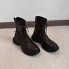 Nuevas Botas Martin de Suela Gruesa para Aumentar la Altura para Mujer 2026, Estilo Británico, Botines Delgado con Cordones y Cremallera Trasera, Botas Delgadas de Invierno