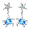 Brincos de estrela-do-mar e tartaruga azul transfronteiriços novos, um acessório versátil e estiloso para mulheres, perfeitos para o verão e férias com tema oceânico; atacado disponível