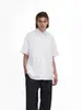 Camisa Retro Americana 2025 de Color Puro de Manga Corta para Hombres y Mujeres Vintage Hombro Derecho Holgada de Oficina Media Manga