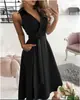2026 Ebay Aliexpress Wish Moda de Temporada Primavera y Verano Más Vendida Vestido Estampado de Manga Larga con Cuello en V Ajustado al Cuerpo para Mujer