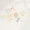 Pendientes de Plata S925 Portafondo Vacío para Mujer Lujo Accesible Japonés y Coreano Portafondo Vacío para Pendientes de Trébol de Cuatro Hojas Incrustado con Jade Calcedonia y Jade Hetian Portapendientes