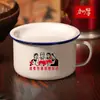 Tazón de fideos instantáneos de esmalte dormitorio de estudiantes grande engrosado boutique fideos instantáneos comida rápida Taza nostálgico tazón de arroz antiguo lonchera