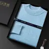 Caixa de Presente Suéter Masculino de Caxemira Gola Meia-Alta Lã Grossa Quente Malha Casual Camada Base Suéter de Caxemira de Cabra Inverno