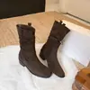 Botines de Cuña Gruesa Marrones Vintage con Pliegues en V Estilo Nuevo Otoño/Invierno Botón en V Tacón Grueso 6cm~ Botines de Tobillo con Pliegues Desierto Botas Vaqueras para Mujer