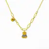 Cadena de Suéter Nueva 2024 Corazón Cadena Oso Lindo Collar Acero de Titanio No se Desvanece Diseño de Nicho Cadena para Clavícula para Mujeres