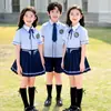 Uniformes de verano para escuela primaria, uniformes de clase, conjuntos de foto de graduación de manga corta, uniformes de verano para jardín de infantes de primer grado para niños