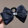 Pinza para el pelo de lazo de doble cara para mujer, tamaño grande, accesorio para el pelo de tela con perlas, pinza para el pelo de alta gama