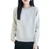 Suéter de Punto de Algodón 100% Cuello Redondo Manga Larga Estilo Old Money para Mujer, Suéter Base Grueso Cálido Casual Adelgazante