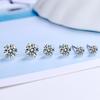 Pendientes de cuatro garras de plata esterlina s925 para mujer, pendientes de circonita microincrustada, versión coreana de pendientes de moda con personalidad simple, fabricantes al por mayor