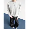Nova Blusa de Moletom Masculina 2026, Estilo Americano Patchwork Canelado Gola Redonda Casual para Homens