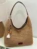Bolso de Mano Tejido Ins Retro Estilo Coreano, Bolso de Paja, Gran Capacidad, Bolso de Hombro Estilo Vacaciones Playa, Bolso de Hombro Personalizado