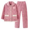 Pijama de mãe de meia-idade e idosa de inverno feminino coral fleece de três camadas acolchoado engrossado vovó jaqueta acolchoada de algodão quente para idosos