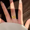 Anillo Minimalista de Zirconia Estilo Coreano para Mujer, Anillo Abierto Ajustable de Moda
