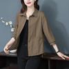 Nova Estilo Primavera 2024 Camisa Solta Estilo Mãe, Blusa Moderna e Rejuvenescedora, Camisa de Manga Longa com Gola Polo