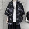 Camisa de Hombre Estilo Abstinencia Camisa Fría Duffian Guapo Estilo Neutro Estilo Japonés Verano Top de Siete Mangas Moda Coreana