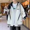 Nueva chaqueta con capucha para primavera y otoño para hombres, adolescentes, estudiantes, deportes casuales, chaqueta de béisbol para niños grandes, talla grande para personas más corpulentas