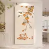 Pintura a Óleo Original Pintada à Mão Estilo Madeira Natural Cremoso Caqui Ruyi Pintura Decorativa para Hall de Entrada Pinceladas de Mestre Pintura de Peixe Koi Pendurado na Parede