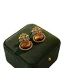 Pendientes de Corona Retro Franceses para Mujer, Pendientes de Piedra Ojo de Tigre Color Marrón Caramelo, Pendientes Vintage de Alta Gama