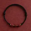 Pulseira de Fio Vermelho com Contas Huiwen Douradas Roxas e Vermelhas Ano do Zodíaco Par Contas da Sorte Afastamento do Mal Sorte Trama de Mão